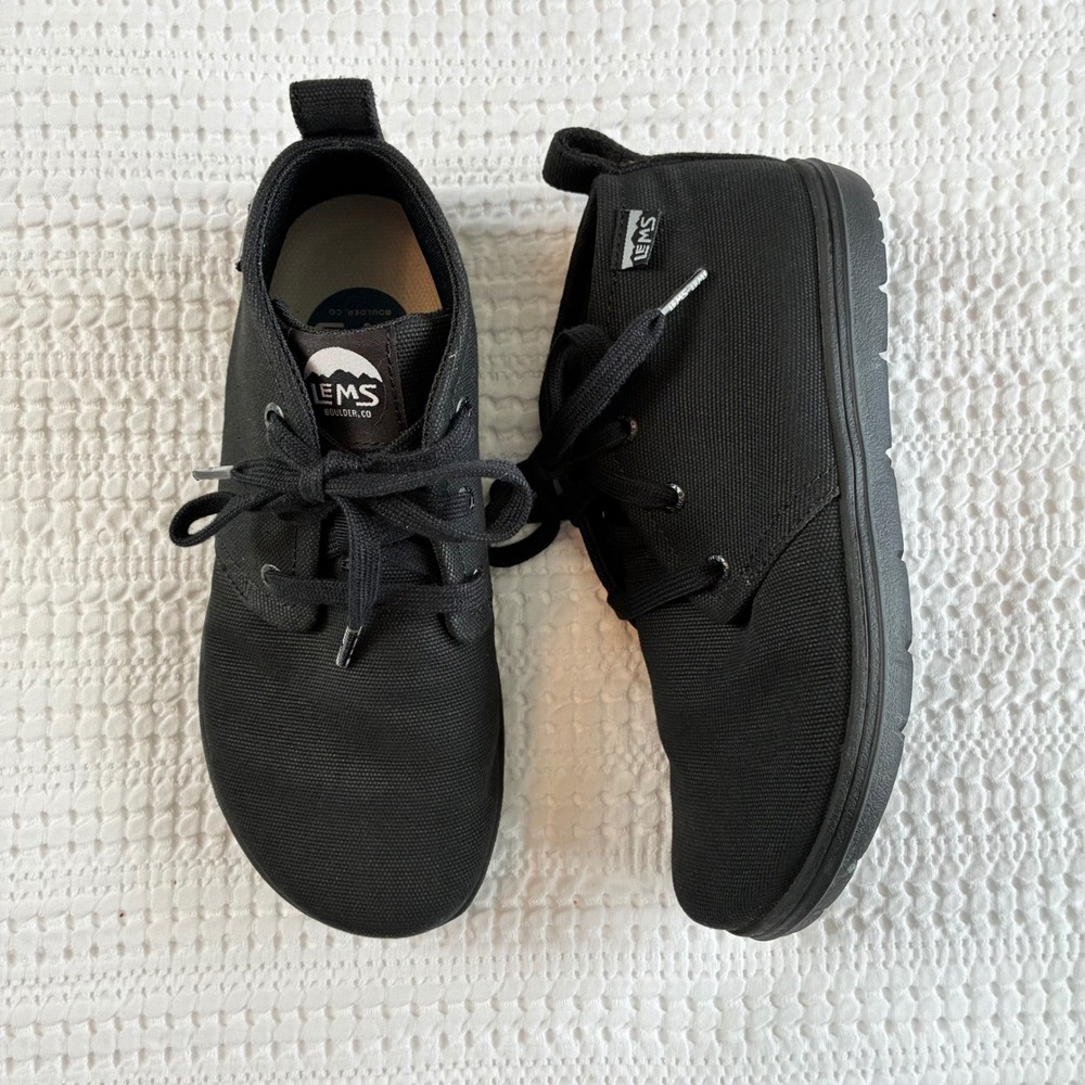 Lems Chukka Canvas Vegan Unisex Mens 6 Women 7.5 Black Organic Zero Drop